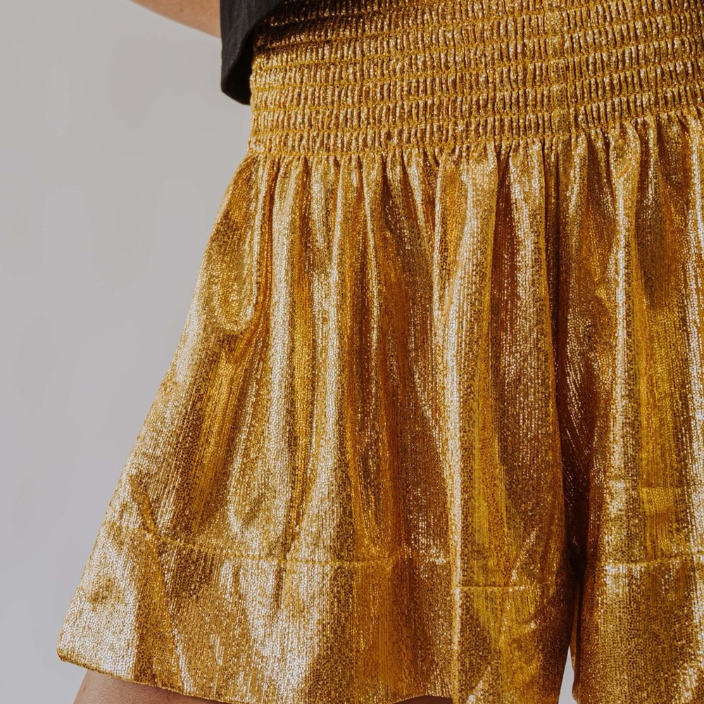 Queen Of Sparkles All The Glory Gold Metallic Shorts View 5